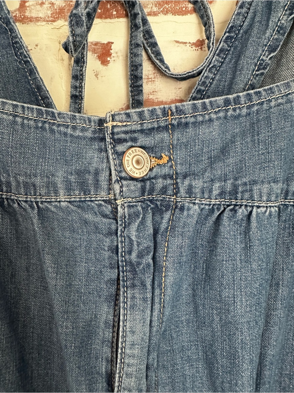 Free People We the Free Clara Wide-Leg Denim Jumpsuit in Blue - Picture 6 of 6